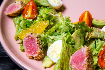 salad with salmon and avocado