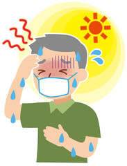 熱中症の症状　マスクをしたおじいちゃん