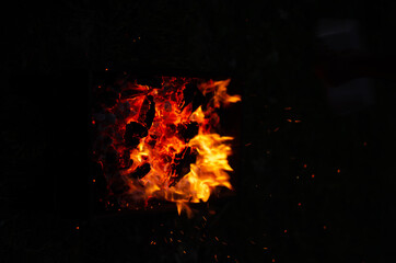 fire on black background