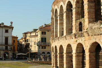 empty square without tourists because of covid-19 in Europe, Italy, Trieste and Verona