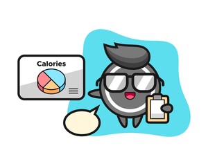 Hockey puck cartoon as a dietitian