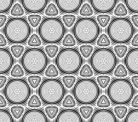 Black and white abstract seamless geometric background.