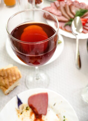 Drinks in glasses on the festive table