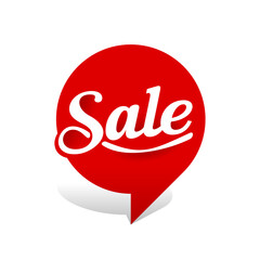 Sale sticker in pin form - isolated vector element for trade marketing