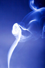 White smoke on blue background