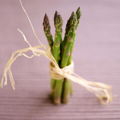 Close up of a bundle of asparagus