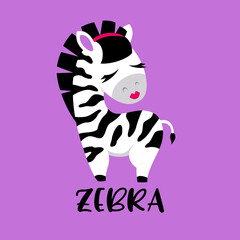 Image of a zebra. Children s illustration. Character.