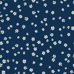 Cute hand drawn floral seamless pattern, lovely daisies on colorful background, great for textiles, banners, wallpapers - vector design