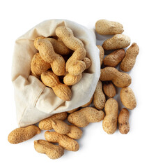 Sack of peanuts isolated on white background