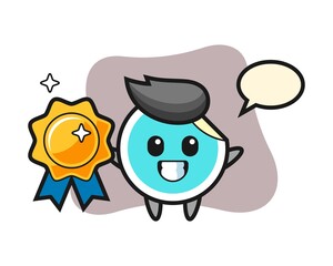 Sticker cartoon holding a golden badge
