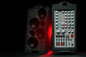 Audio system stereo column on dark background