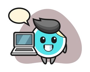 Sticker cartoon with a laptop