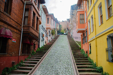 narrow street in istanbul balat