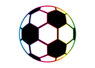 Fussball Muster mit Outlines in Regenbogenfarben