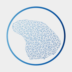 Lanai icon. Network map of the island. Round Lanai sign with gradient ring. Technology, internet, network, telecommunication concept. Vector illustration.