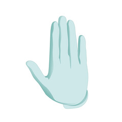 Eine blaue Hand als Stoppsymbol.