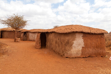 Traditional typical Masai house in Keny