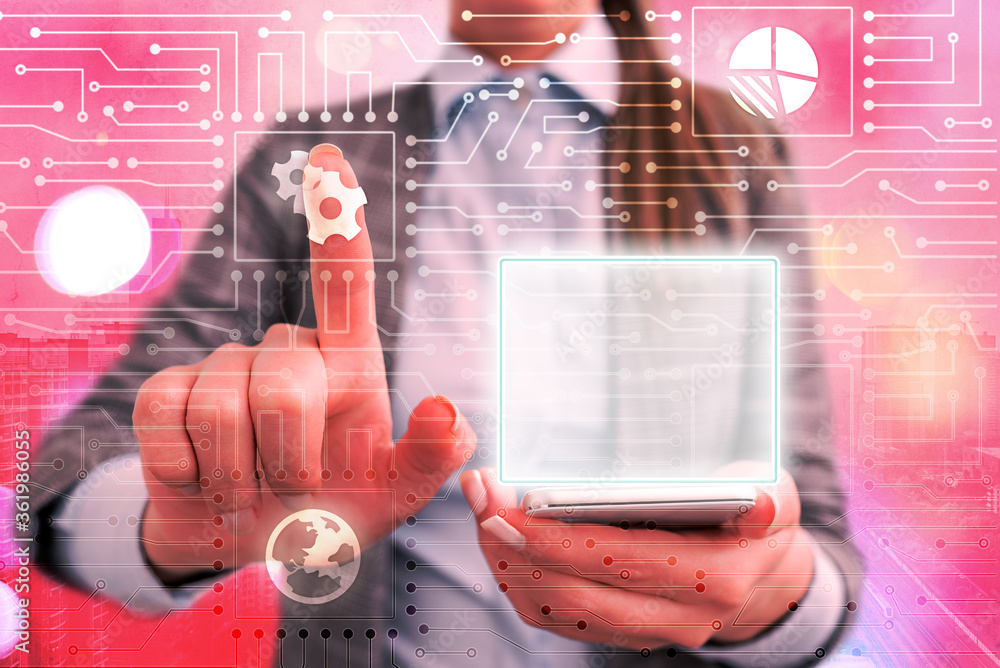 Poster system administrator control, gear configuration settings tools concept.