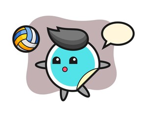 Sticker cartoon is playing volleyball