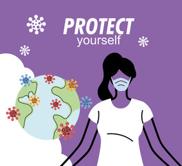 woman with mask protecting himself virus