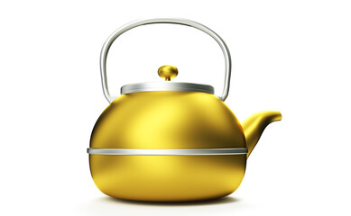 Stylish insulated plastic electric white kettle. 3d illustration, 3d rendering.