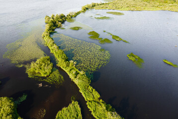 Aerial view of Castle Semple Loch in Scotland