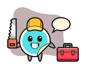 Sticker cartoon as a woodworker