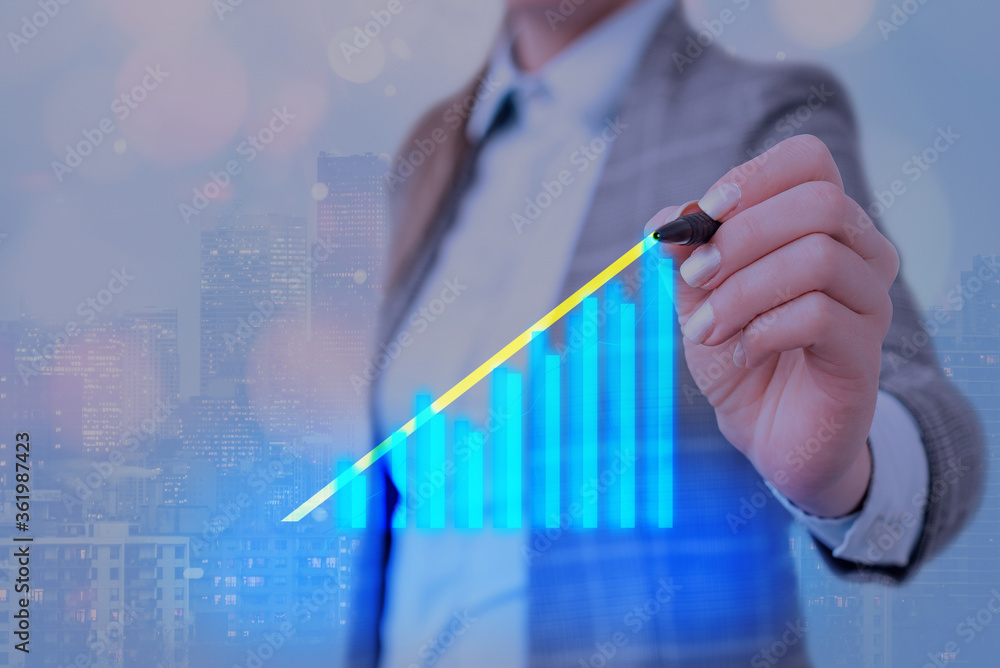 Poster arrow symbol going upward denoting points showing significant achievement