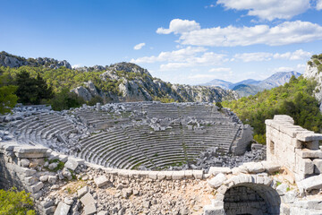 Termessos ancient city the amphitheatre. Termessos is one of Antalya -Turkey's most outstanding archaeological sites. Despite the long siege, Alexander the Great could not capture the ancient city. 