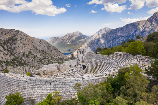Termessos ancient city the amphitheatre. Termessos is one of Antalya -Turkey's most outstanding archaeological sites. Despite the long siege, Alexander the Great could not capture the ancient city. 