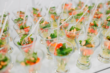 Сatering banquet table with different snacks