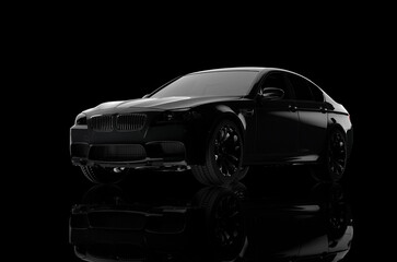 3D rendering of a luxury car on a black background