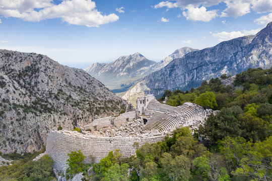 Termessos ancient city the amphitheatre. Termessos is one of Antalya -Turkey's most outstanding archaeological sites. Despite the long siege, Alexander the Great could not capture the ancient city. 