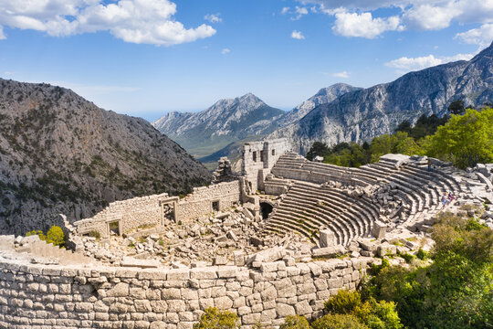 Termessos ancient city the amphitheatre. Termessos is one of Antalya -Turkey's most outstanding archaeological sites. Despite the long siege, Alexander the Great could not capture the ancient city. 