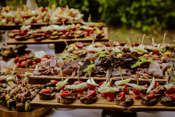 various snacks at the buffet table