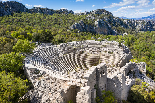 Termessos ancient city the amphitheatre. Termessos is one of Antalya -Turkey's most outstanding archaeological sites. Despite the long siege, Alexander the Great could not capture the ancient city. 