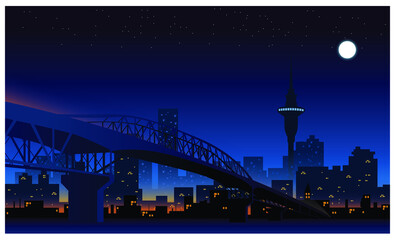 A scenic vista of Auckland City Skyline by Night