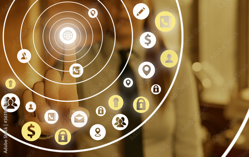 Poster information digital technology network connection infographic elements icon