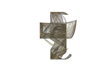 Abstract cross from lines and waves, background for design and decoration.