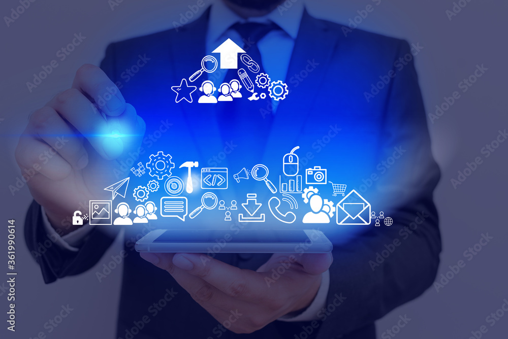 Poster information digital technology network connection infographic elements icon
