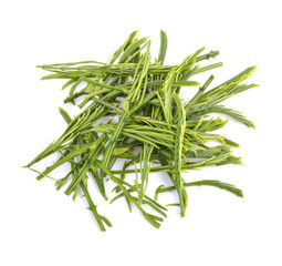 Thai local vegetable, Senegalia pennata or Acacia pennata or Cha-om (Thai Language) on wooden background