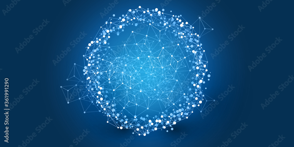 Aufkleber abstract cloud computing and global network connections concept design with transparent geometric me