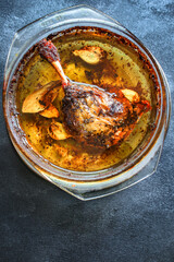 duck leg confit meat
portion of prepared food
Menu concept serving size. food background top view copy space for text
organic healthy eating