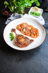 duck leg confit meat
portion of prepared food
Menu concept serving size. food background top view copy space for text
organic healthy eating