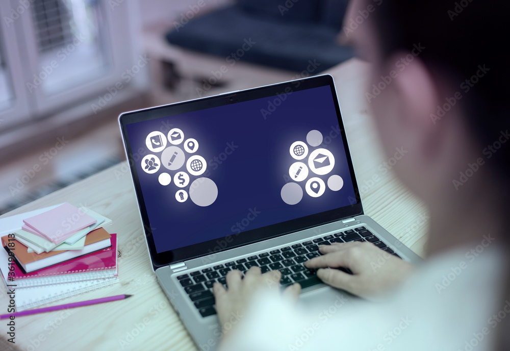 Aufkleber grids and different set up of the icons latest digital technology concept