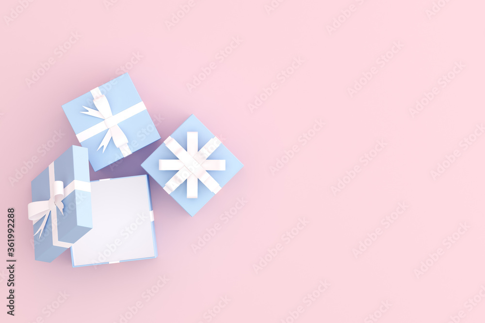 Aufkleber mock up of gift box on pink background. 3d rendering.