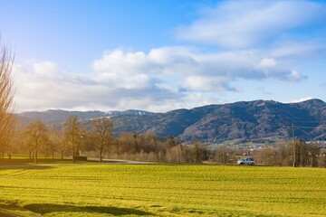 Scenic view on Alps in summer morning, Nussbach, Austria