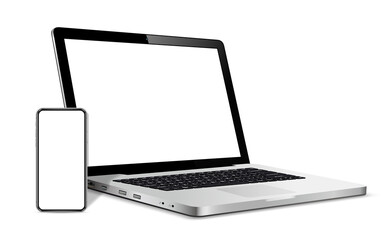 Modern smart phone and laptop blank screen
