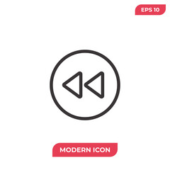 Rewind icon vector. Fast sign