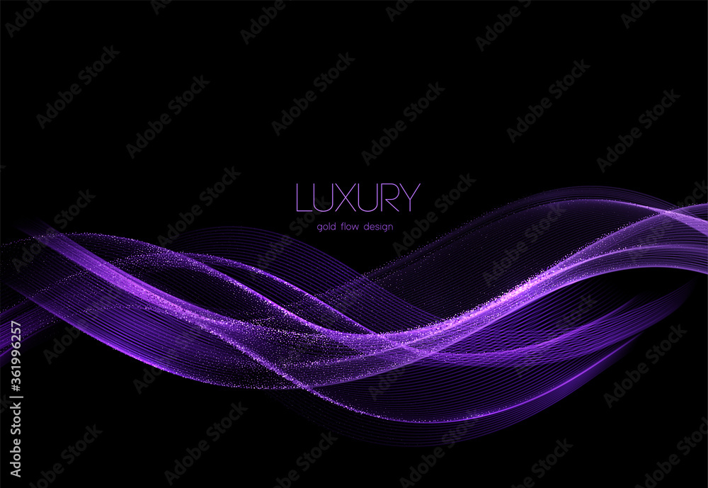 Poster abstract shiny color purple gold wave design element